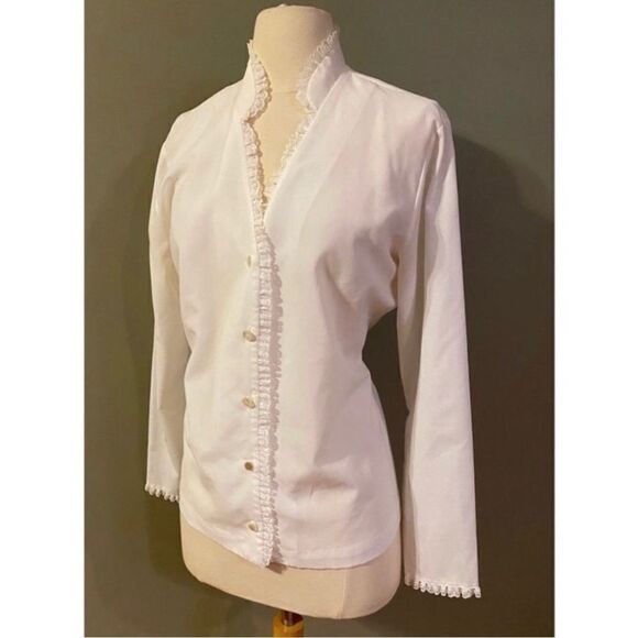 Gorgeous Vintage 60s 70s Cottagecore Handmade Lace Trim Blouse - Picture 6 of 6